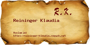 Reininger Klaudia névjegykártya